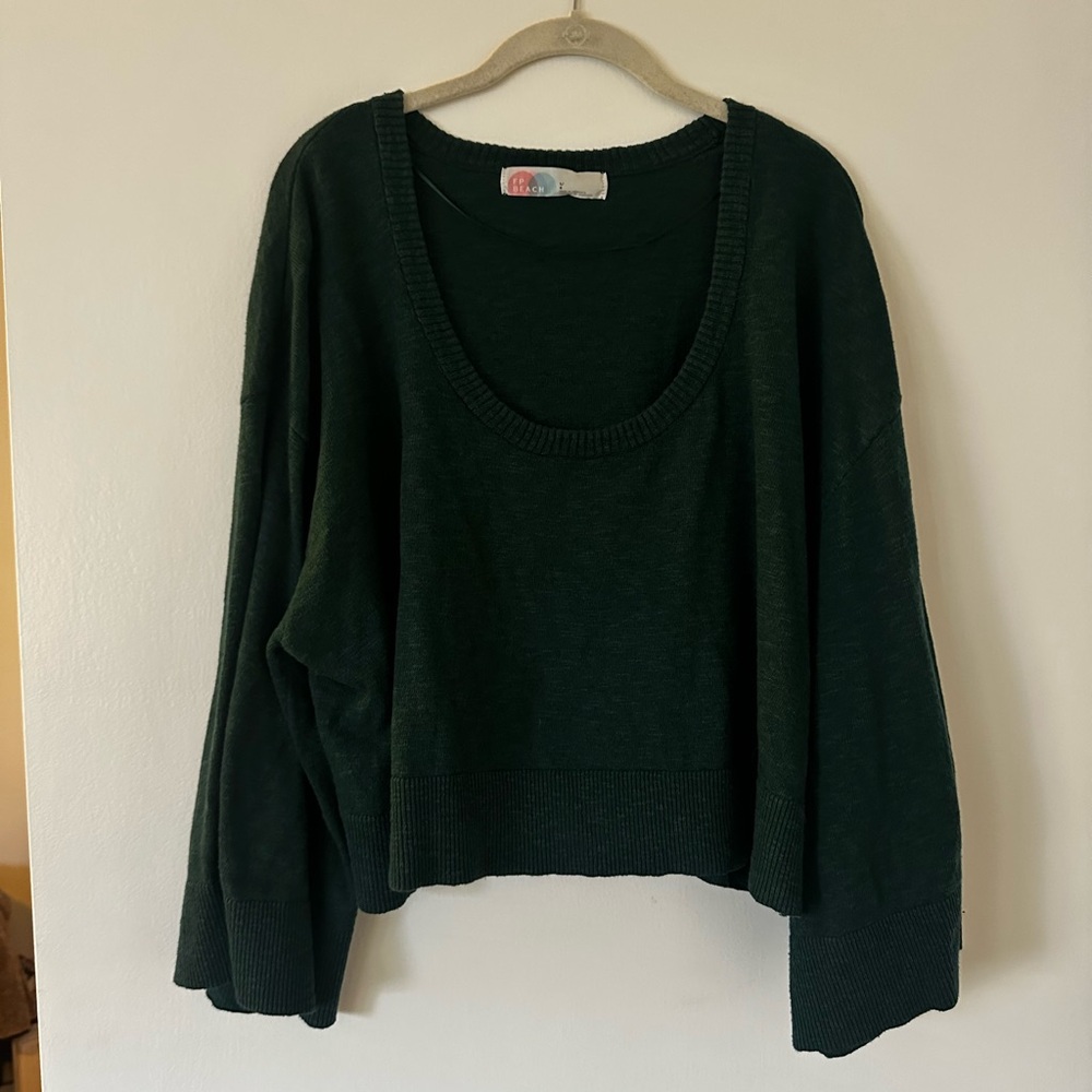 Free People Green Crop Sweater